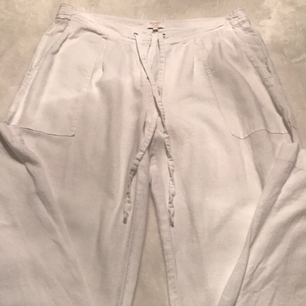 White linen pants